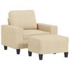 Armchair with Footstool Cream 60 Cm Fabric