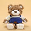 Plush Teddy Bear Figurine With Floral Overalls For Kids And Collectors