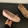 French Bow Round Head Ballet Shoes Fairy Shoes Flat Gentle Evening Shoes Spring and Autumn New Women's Small Single Shoes