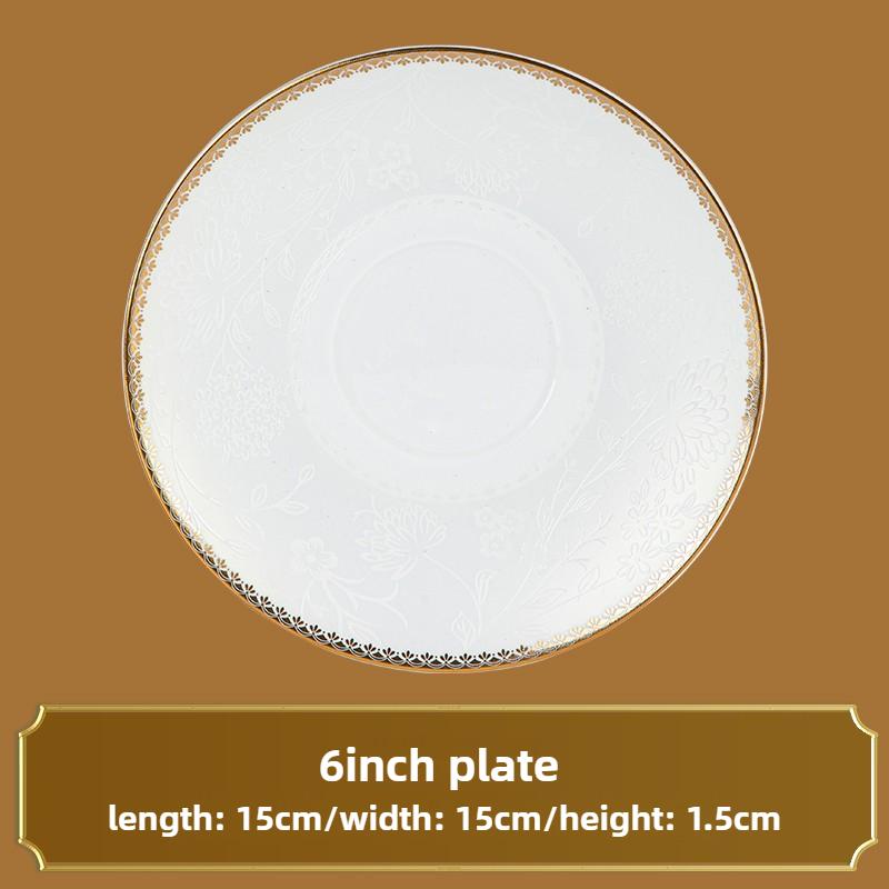 

Steak Plate Dessert Sushi Plate Household Kitchen Utensils Bone China Main Dining Plate European Style Dark Patterned Flowers