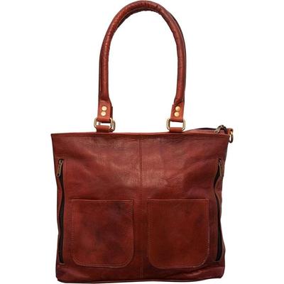 16 Inch's Women Vintage Looking Brown Leather Tote Shoulder Bag Handmade Purse