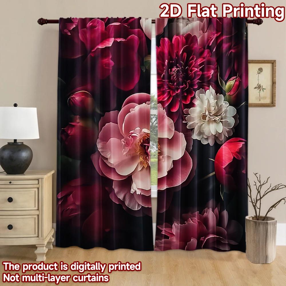 2D flat Photography Backdrop Photography Backdrop Colorful Blooms on Dark 100% Polyester Party Decorations Use for Photo