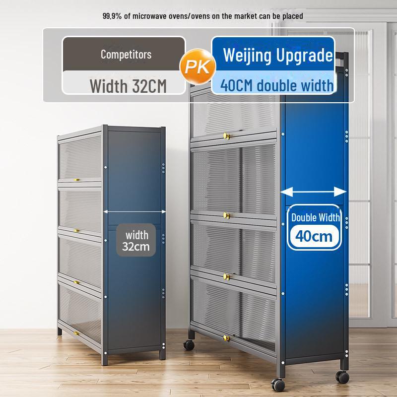 Kitchen Storage Cabinet with Microwave and Pot Rack