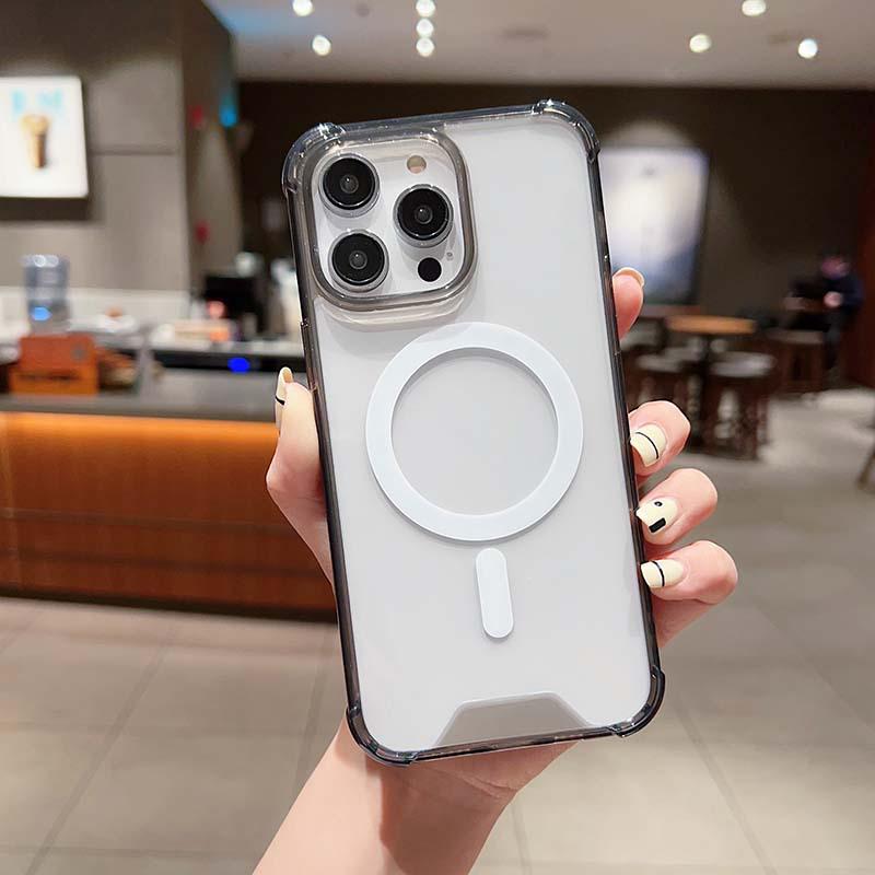 

Apple 17ProMax Магнитный прозрачный чехол: iPhone Air Противоударный акриловый чехол с подушками безопасности по углам iPhone 14 Pro Max прозрачный/чёрный