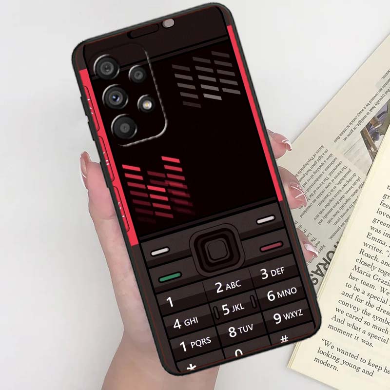 Luxury Vintage Phone Pattern Case For Samsung A41 A35 A34 A33 A32 A25 A24 A23 A21s A06 A05 A04 A03 Note 10 20 Ultra 5G Black