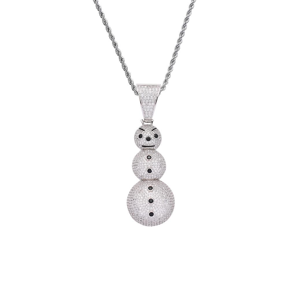 Snowman Zircon Pendant: Hip Hop Jewelry & Rap Accessory
