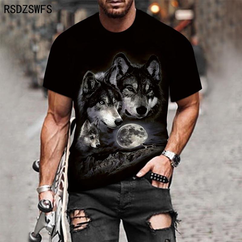 Couple Wolf Print T-Shirt Men's 3D T-Shirt Drop Ship Top Short Sleeve Camiseta Round Neck T-Shirt Fashion Casual Brand