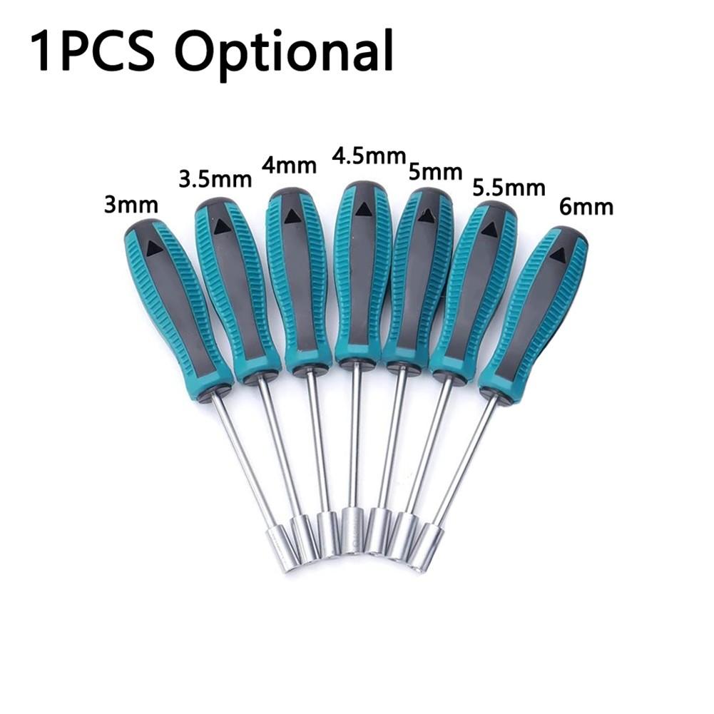 1pc Metal Socket Driver Wrench Screwdriver Hex Nut Key Nutdriver 3-6mm Screw Driver With Hanging Hole Socket Screwdriver Tools
