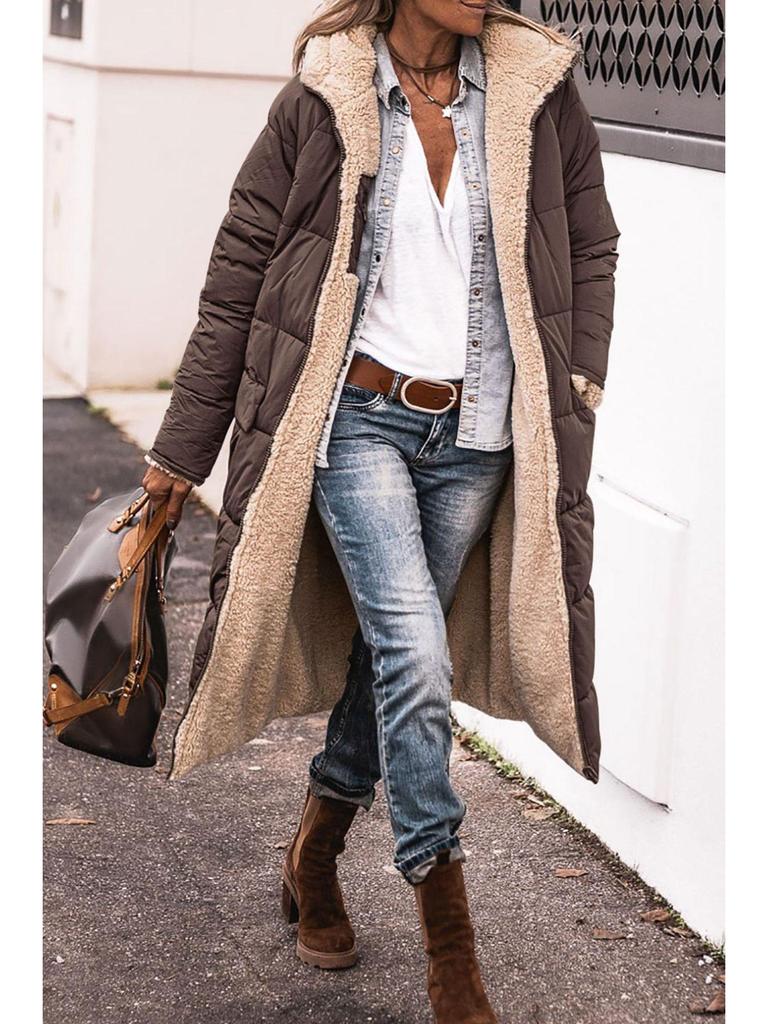 2023 Women's Extra Long Multi-Color Faux Fur Coat for Autumn and Winter