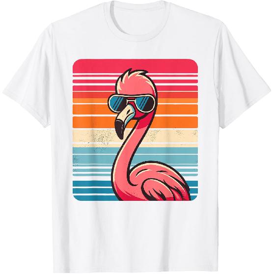 Cool Retro Flamingo in Sunglasses 70s 80s 90s Funny Flamingo T-Shirt
