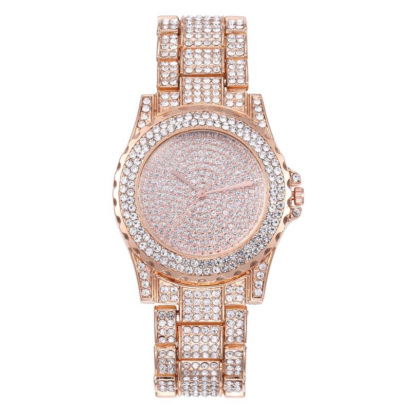

Classic Alloy Crystal Womens Watch With Quartz Movement For Casual Wear розового золота