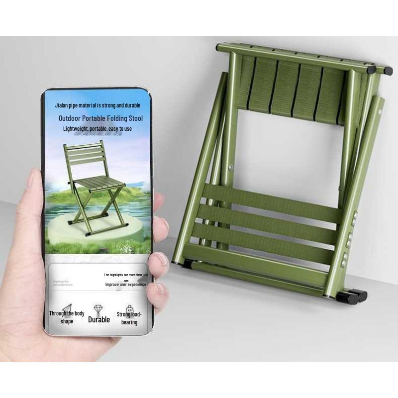 Tabouret pliant portable ultraléger à double usage avec dossier pour le camping et la pêche en plein air