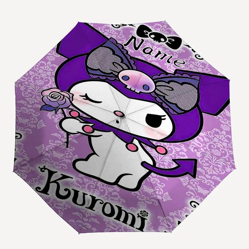 

1pc Kuromi NAame custom umbrella Automatic Open/Close, 8-Rib Durable Frame Customizable Name/Text, Portable & Stylish for , 1042L