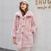Brushed, Faux Rabbit Fur Fur Coat Faux Fur Medium Length, Occupying A Loose Winter Women's Coat with Cowhorn Buckle Coat