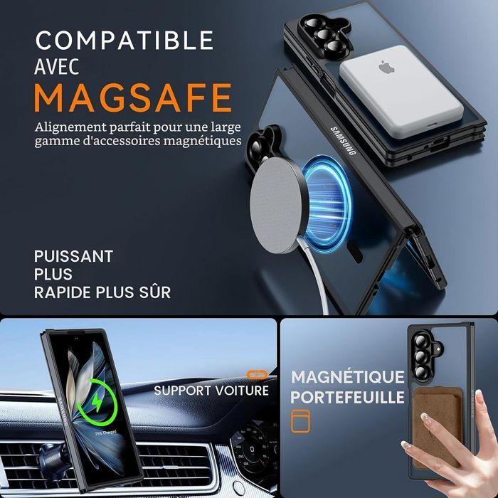 Case + 2 Tempered Glasses for Samsung Galaxy Z Fold 8 Ultra, with Magnetic Ring - Translucent Black