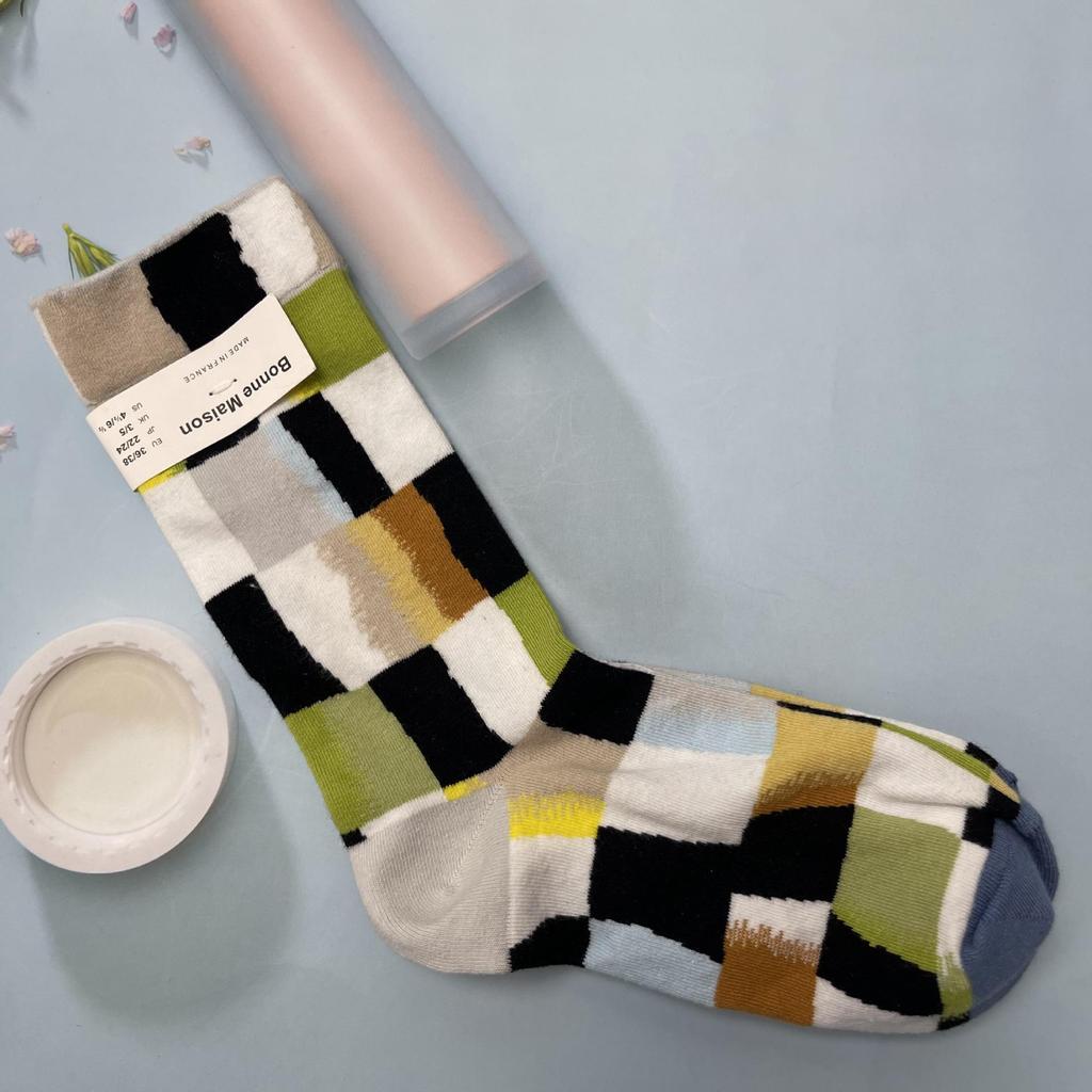Bonne Maison: Retro-Ölgemälde-Socken für Damen, mittelhoch, luxuriös, französisch, bis zur Wade