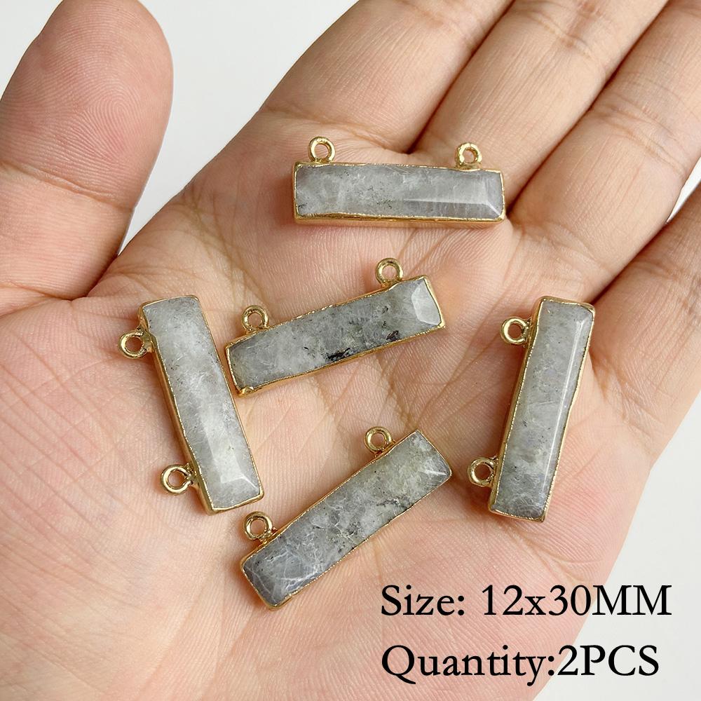 Natural Flash Labradorite Stone Charm Pendant Healing Semi-precious Stone Connector for Jewelry Making Necklace Accessories Gift