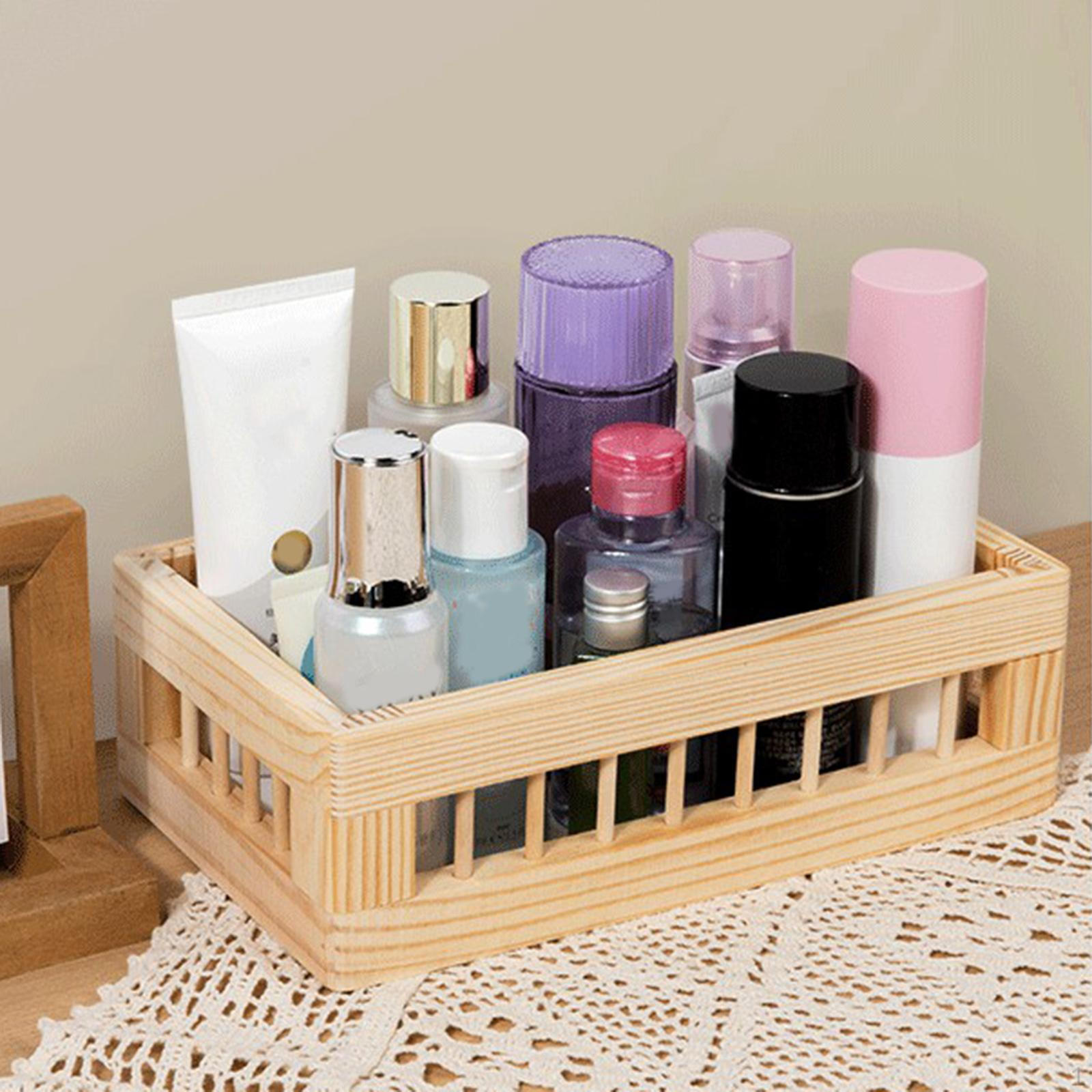 

Корзина для хранения из дерева, декоративная многофункциональная переносная коробка для столешницы из дерева S