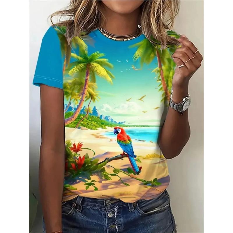 Print Tees Casual Street Tops Woman Clothing Summer 2025 Short Sleeve Women's T-Shirt