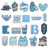 Cartoon Character Unique Brooch Set Playful Blue Enamel Metal Pins Assorted Styles For Unisex Accessories Fashion