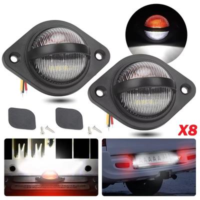 12V 24V LED Half-circle License Plate Light White Red Rear Driving Number Plate Lamp for Truck Trailer ATV Lorry Car Bus Van RV
