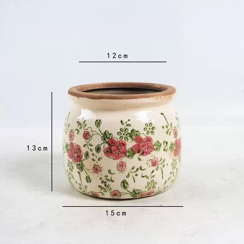 Retro Blue & White Distressed Ceramic Succulent Pot – Simple Decorative Vase for Green Plants & Flowers