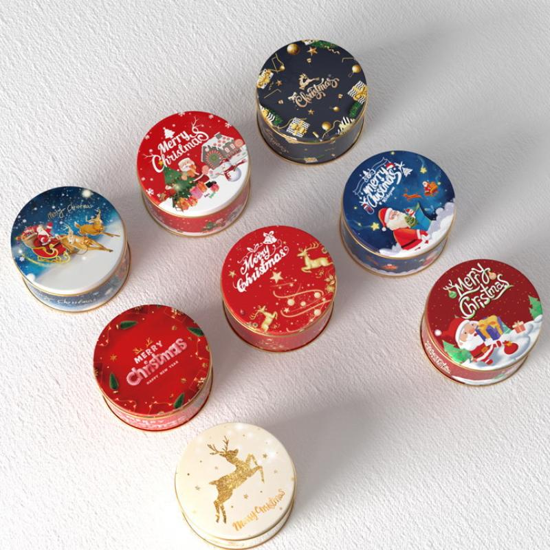 Christmas Tinplate Candy Tin Can Metal Box Cartoon Elk Santa Claus Letter Printed Xmas Candy Cookie Tea Storage Gift Case