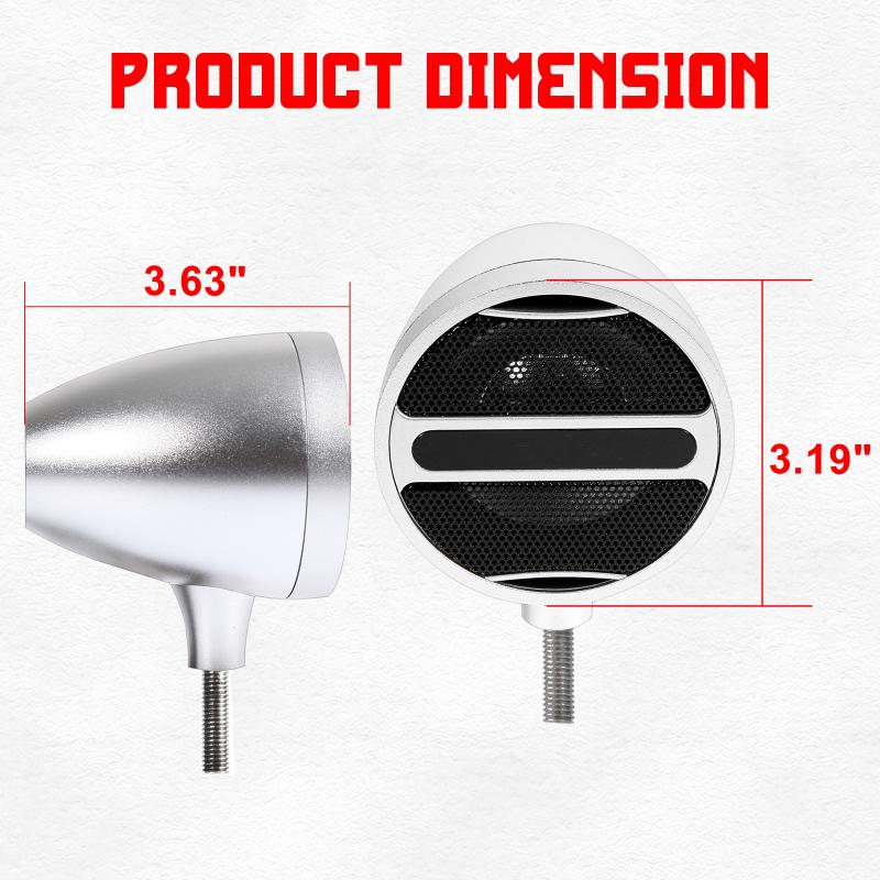 1Pair 3 Inch Motorcycle Stereo Bluetooth Speaker Motorbike Audio MP3 FM Radio with Led Atmosphere