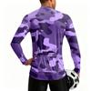 Men's Long Sleeve Cycling Jersey Breathable Quick Dry Zip Up Round Neck Printed Sports Shirt for Outdoor Activities