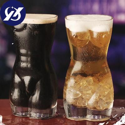 Bierkrug aus Glas, Bodyshape, transparent, Persönlichkeit, kreatives Nachtclub-Getränkezubehör