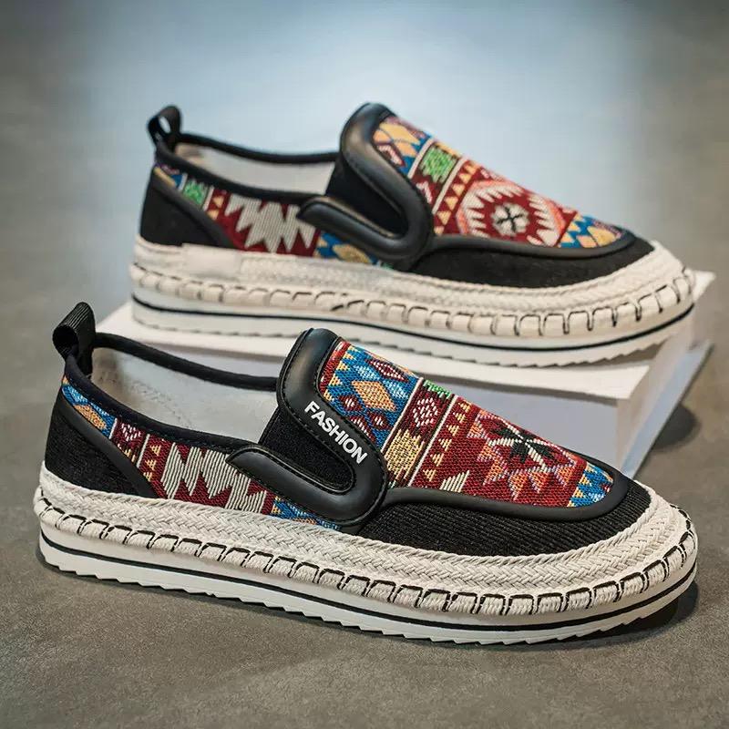 Fashion Espadrilles Casual Slip-on Designer Sneaker Men Printed Canvas Loafers Shoes for Men Original Men Shoes Driving Shoes