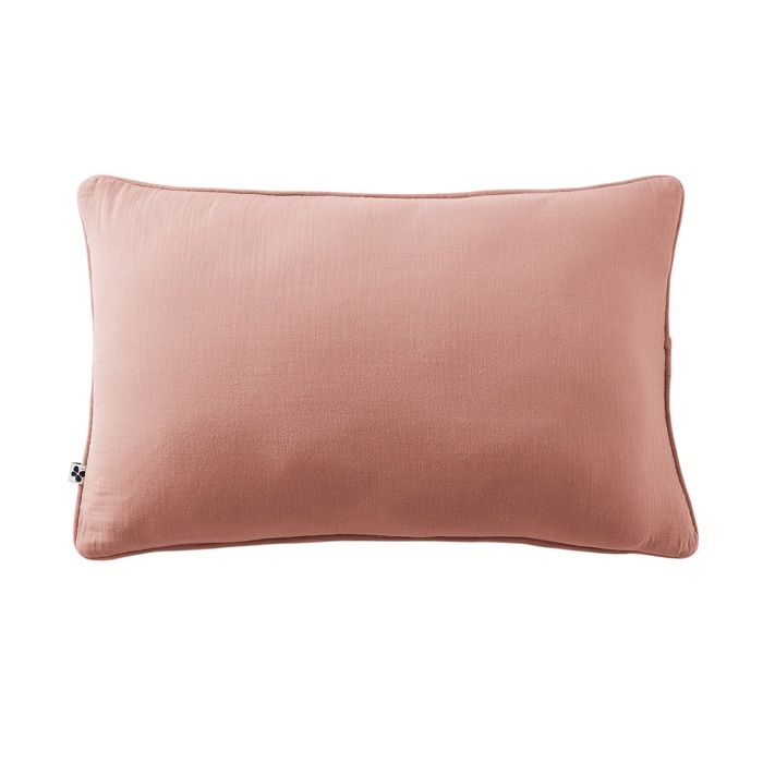 Coussin Déhoussable 40 X 60 Cm GAIA Rose Peche – Gaze De Coton Avec Passepoil Élégant