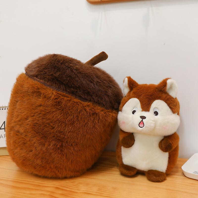 

New squirrel doll acorn hidden surprise squirrel mouse cute plush toy doll creative doll 26x25cm/0.4kg