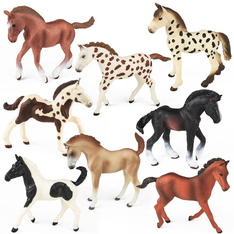 Oenux Grassland Wild Steed Farm Animal Small Horse Model Action Figures PVC Home Decoration Figurines Collection Toy Kid Gift