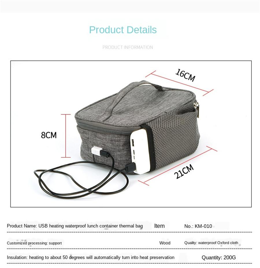 Portable USB Heating Lunch Box Electric Heated Mini Oven Food Storage Bag Warmer