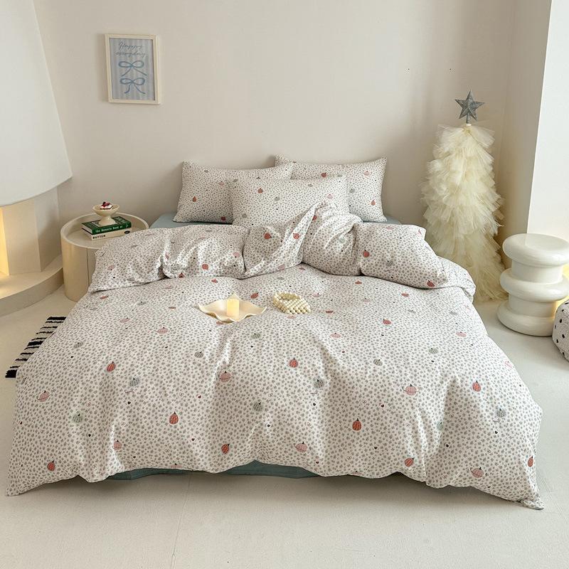 Pastoral Style Class A Maternal Infant Grade Cotton Double-Layer Yarn 4-Pcs Set Dormitory Cotton 3-Pcs Set Bed Sheet Quilt Cover Bedding