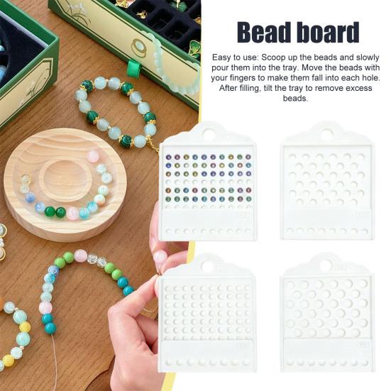 4Pcs Bead Counting Tray for Jewelry Making Plastic Sorting Board for 3/4/6/8mm Beads Sliding Divider Tool Craft Bead Sorting Organizer