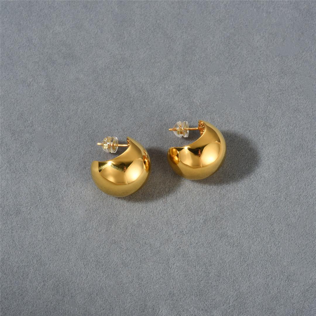 Niche Design Advanced Metallic Copper Plated 18K Real Gold S925 Silver Needle Earrings French Earrings Earrings Women