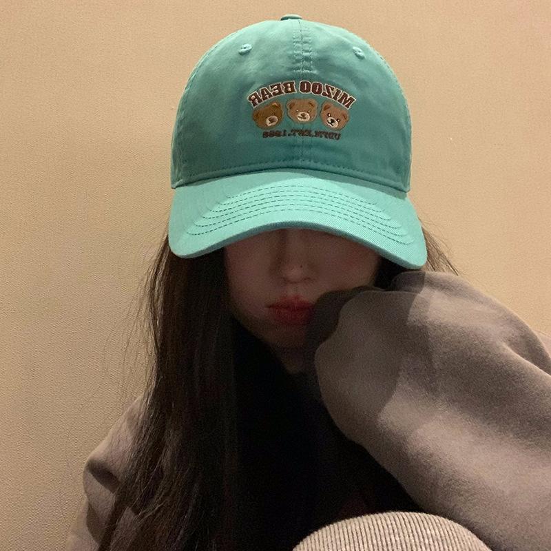 Bear Embroidered Baseball Cap Female Sweet Versatile Sports Cap Couple Student Face Small Hat