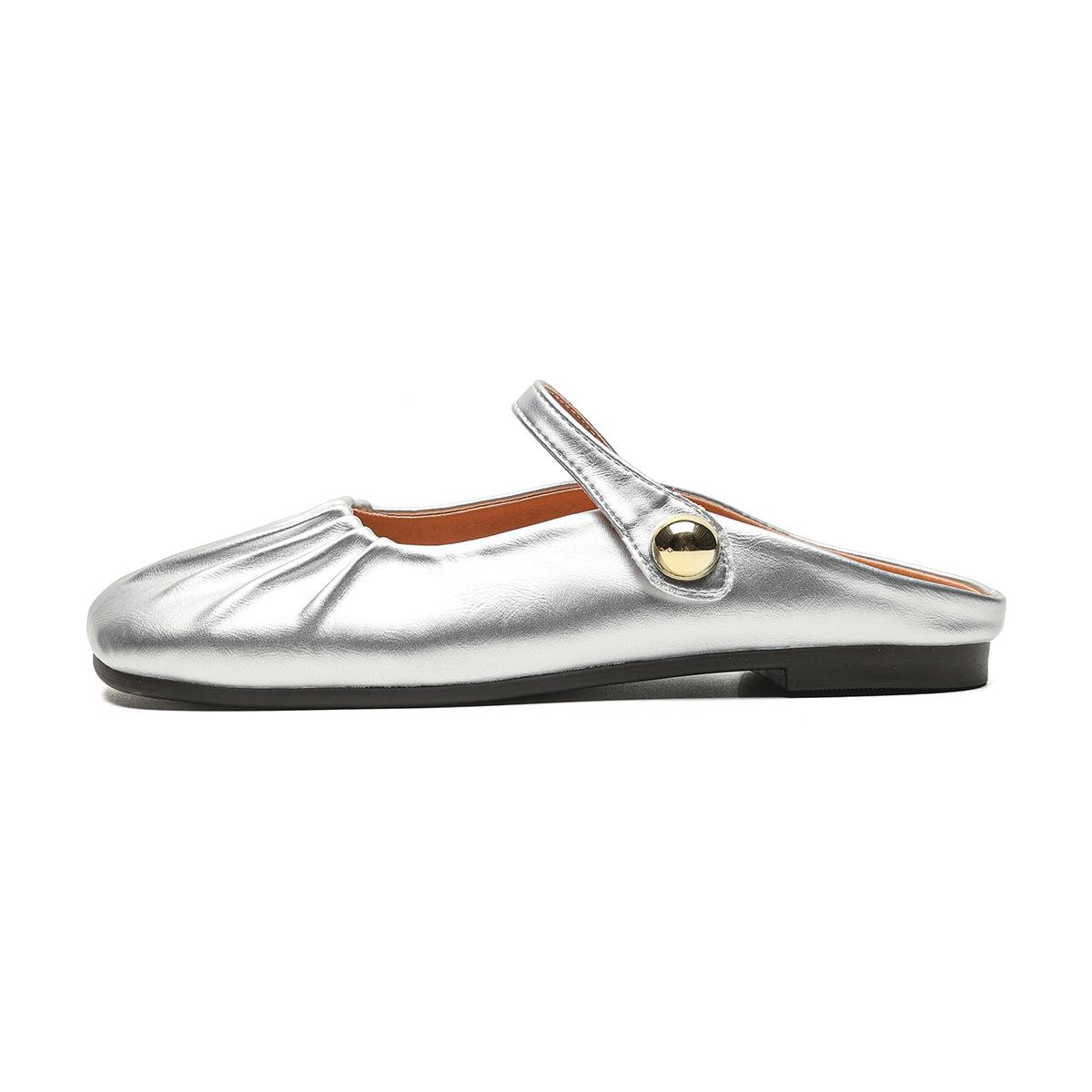 

Баотоу полутапочки женские летние серебряные с пляжными балетками женские 43 серебряный