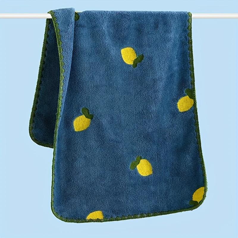 

1 шт. Полотенца из кораллового вельвета с принтом тропических фруктов, Мягкие Впитывающие Быстросохнущие Салфетки для лица, Вышитый трикотаж Blue