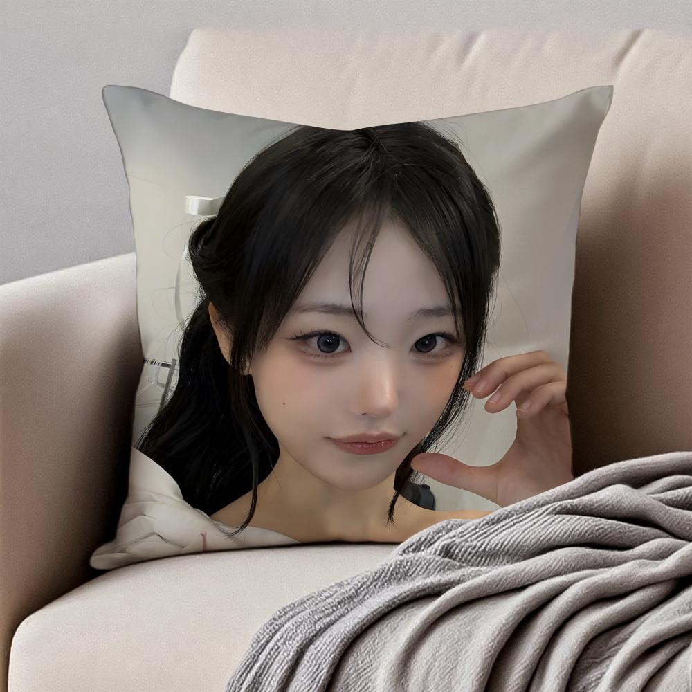 Popular Kpop Idol QWER HHina Jang Nayoung Cushion Cover Pillowcase Antidustmite Invisible Zipper Short Plush Sofa Cushion