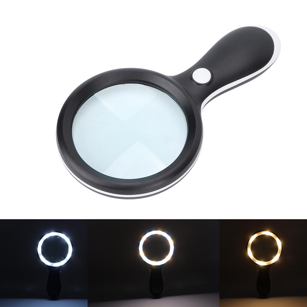 Handheld Reading Magnifying Glass LED Magnifying Glass 10 Times 88mm for Reading Books and Newspapers