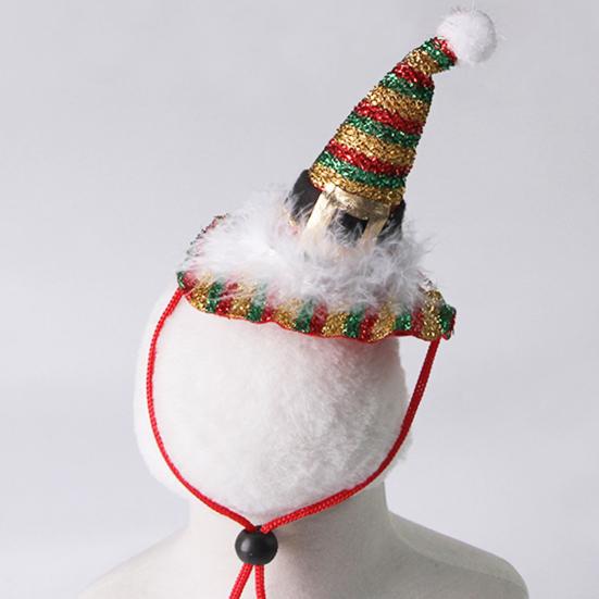 Cat Christmas Hat Pet Glittery Golden Xmas Hat Puppy Hat with Feathers for Cats And Small Dogs Photo Prop Festive Dress-up
