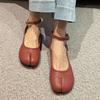 Fashion IPPEUM Split Toe Shoes Ballet Flats PU Leather Mary Janes Ankle Straps Retro Flat Shoes Women