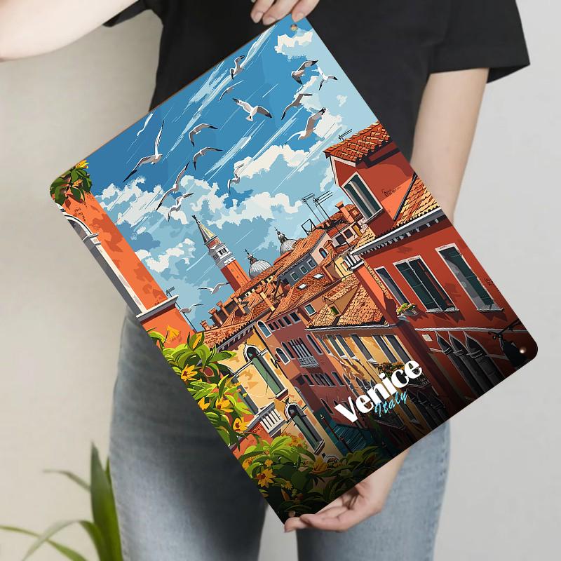 

Vintage Venice Cityscape Metal Wall Art Handpainted Style Decorative Hanging for Living Room Study 20x30cm（7.8x11.8inch）