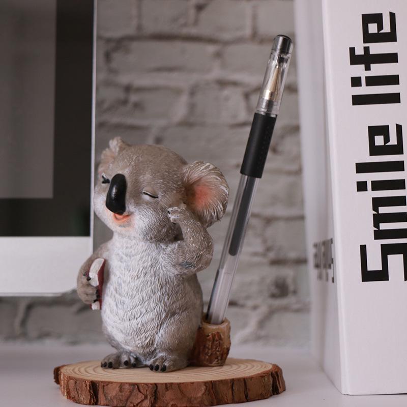 Koala Eyeglass & Pen Holder: Creative Resin Animal Figurine Gift