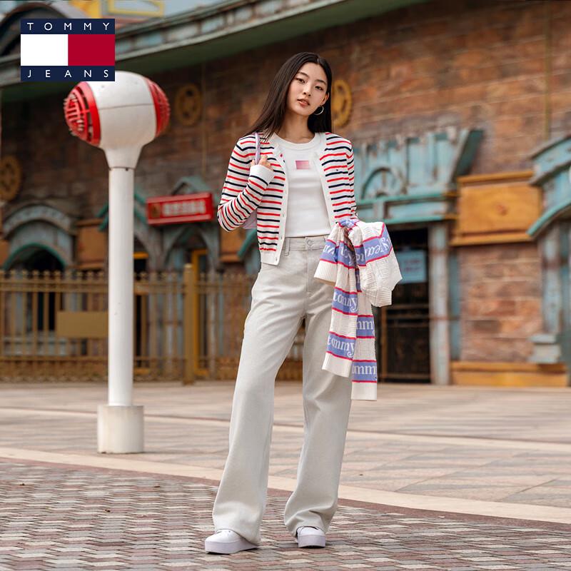 TOMMY JEANS Women's Cotton Striped Slim Fit Cardigan