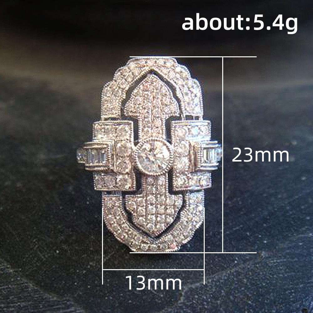 Retro hollow court style jewelry, unique shape full of diamond zircon ring, unisex matching ring
