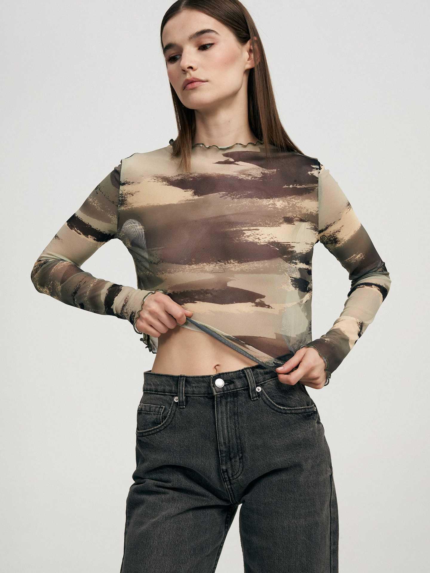 

Women s Sexy Leopard Print Mesh Slim-Fit Bodysuit Top for Autumn/Winter Extra Large